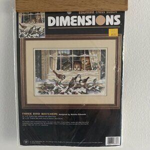 Counted Cross Stitch, 1997 Dimensions Kit #3839, The Three Bird Watchers Vintage